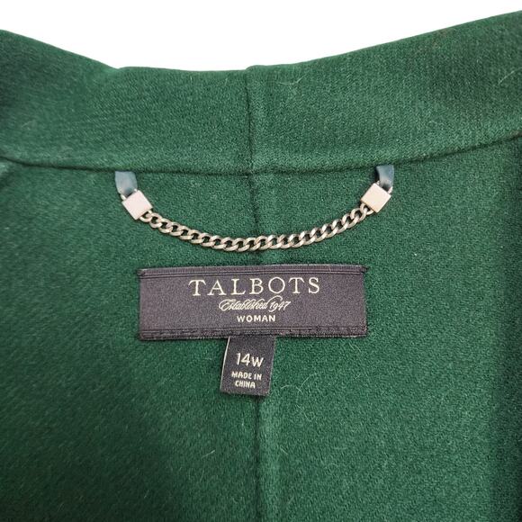 Talbots Womens Wool Swing Coat Plus Size 14W Emerald Green Lapel Collar Holiday - Picture 7 of 10